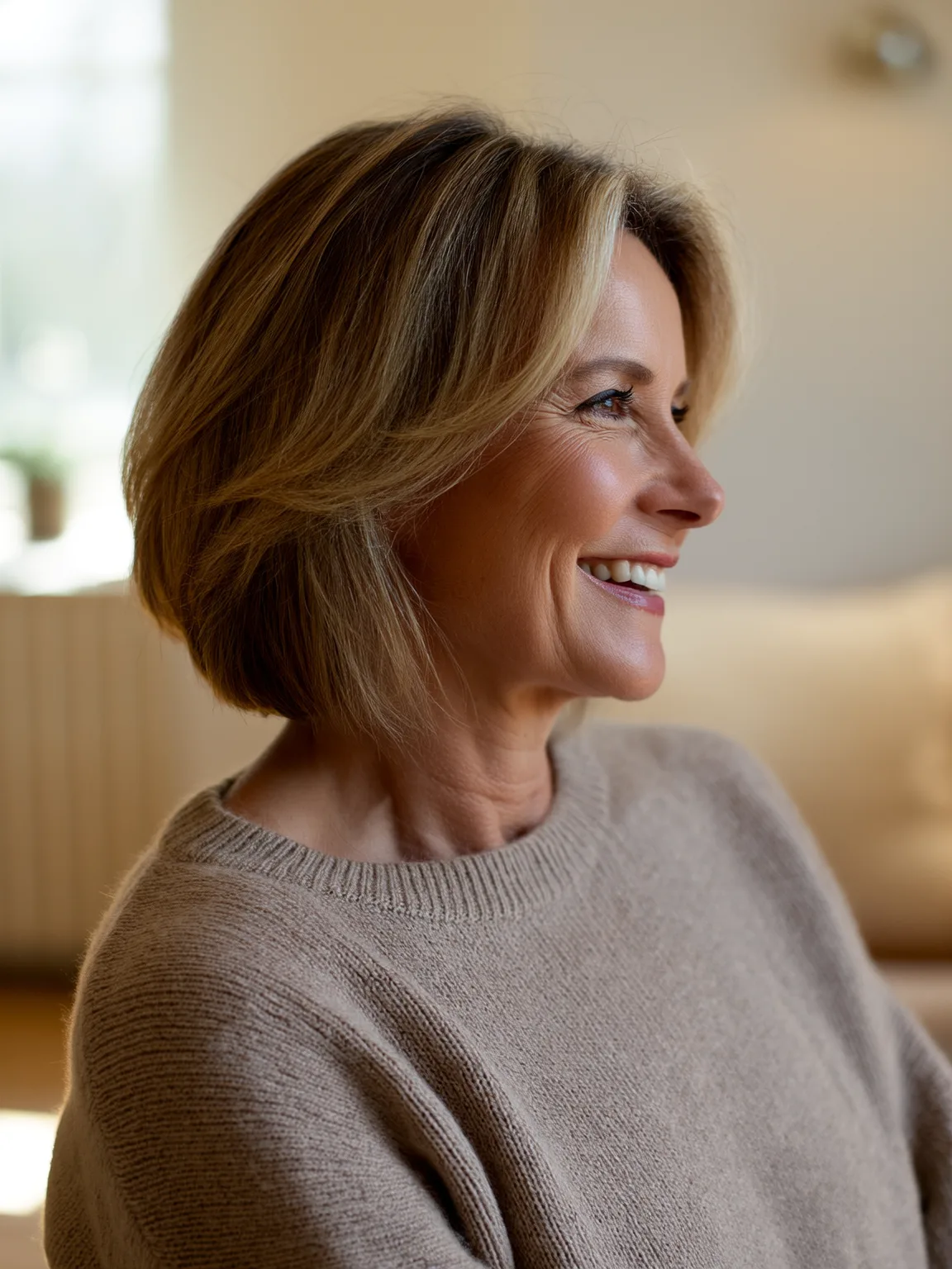 Chin-Length Classic Bob with Golden Blonde Highlights